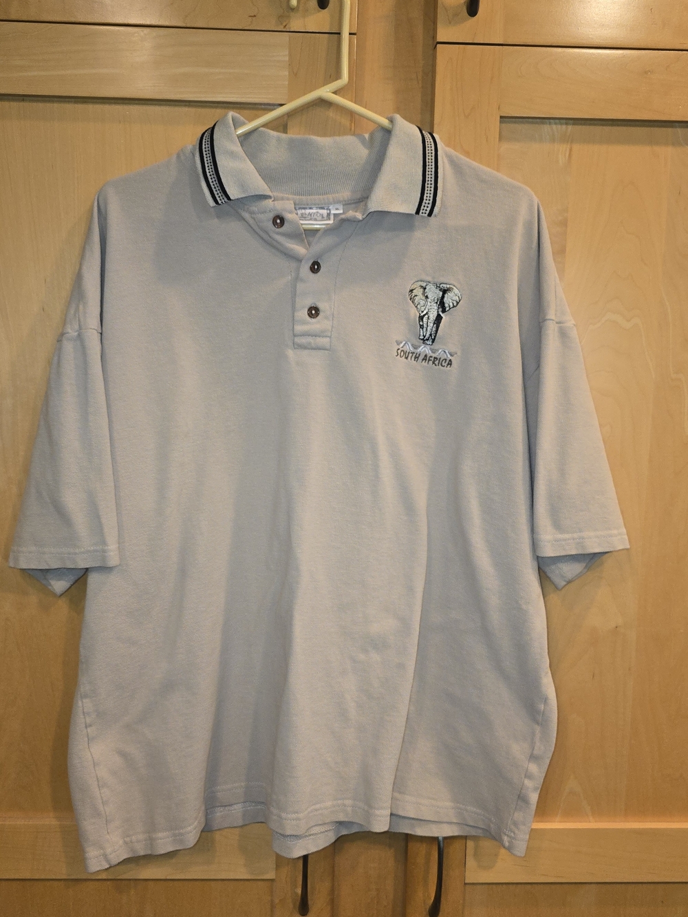 South Africa Elephant Embroidered Tan Polo Shirt